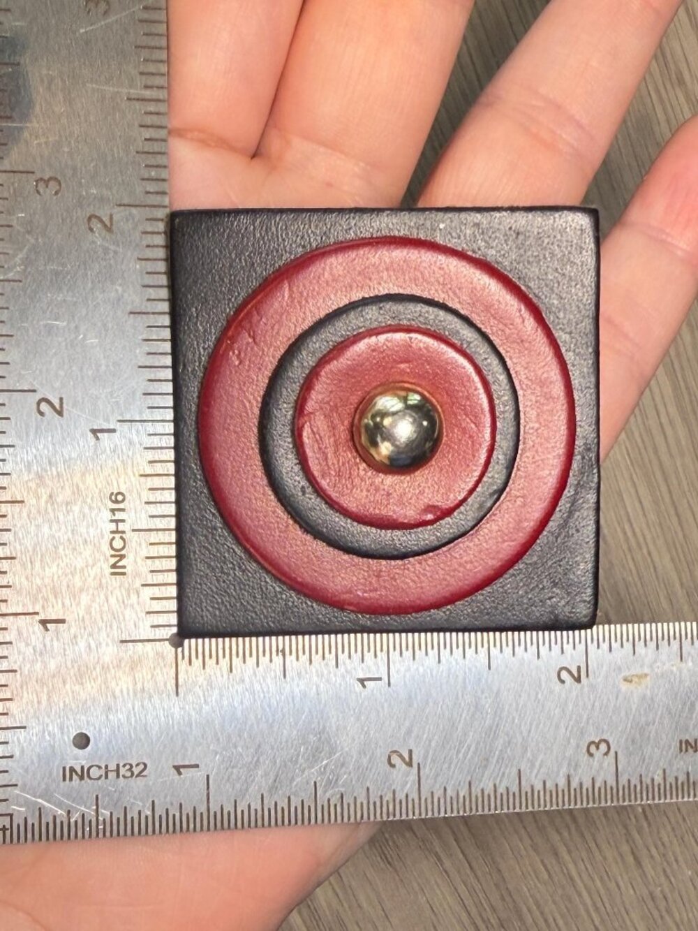 Brutalist Style Brooch Red Black Geometric 3D Handmade 2 inches - Picture 5 of 7
